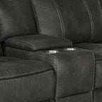 Tom loveseat met handmatige verstelbare relaxfunctie, 74 inch, gelvulling, zwart kunstleer