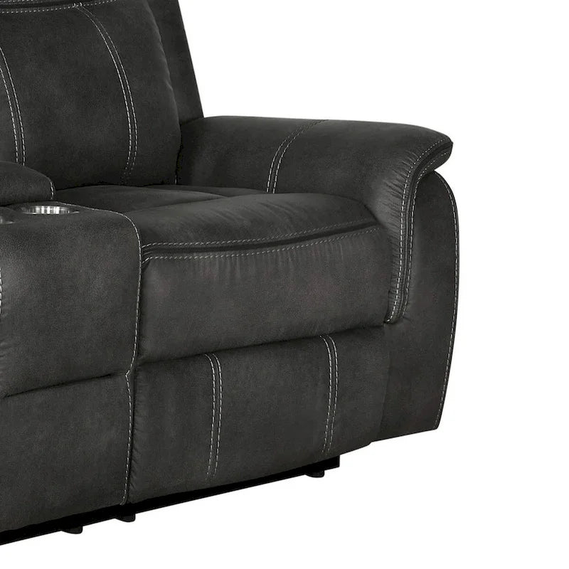 Tom loveseat met handmatige verstelbare relaxfunctie, 74 inch, gelvulling, zwart kunstleer