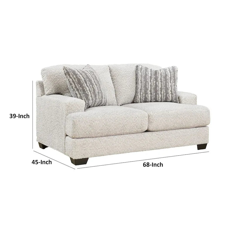 Divanetto Emma da 68 pollici con 2 cuscini decorativi, oversize, poliestere grigio