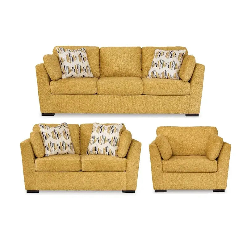 Roundhill Furniture Clareen 3-teiliges Wohnzimmer-Set, Sofa, Zweisitzer und Cutler-Sessel