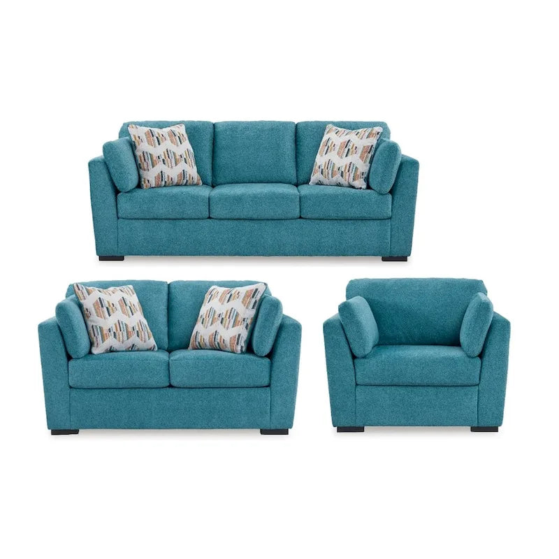 Roundhill Furniture Clareen 3-teiliges Wohnzimmer-Set, Sofa, Zweisitzer und Cutler-Sessel