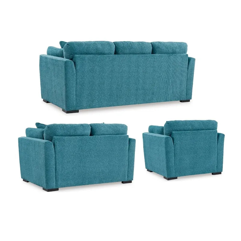Roundhill Furniture Clareen 3-teiliges Wohnzimmer-Set, Sofa, Zweisitzer und Cutler-Sessel