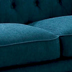 Loveseat mit geknöpfter Rückenlehne und abgerundeten Armlehnen im Roll-Design, Blau