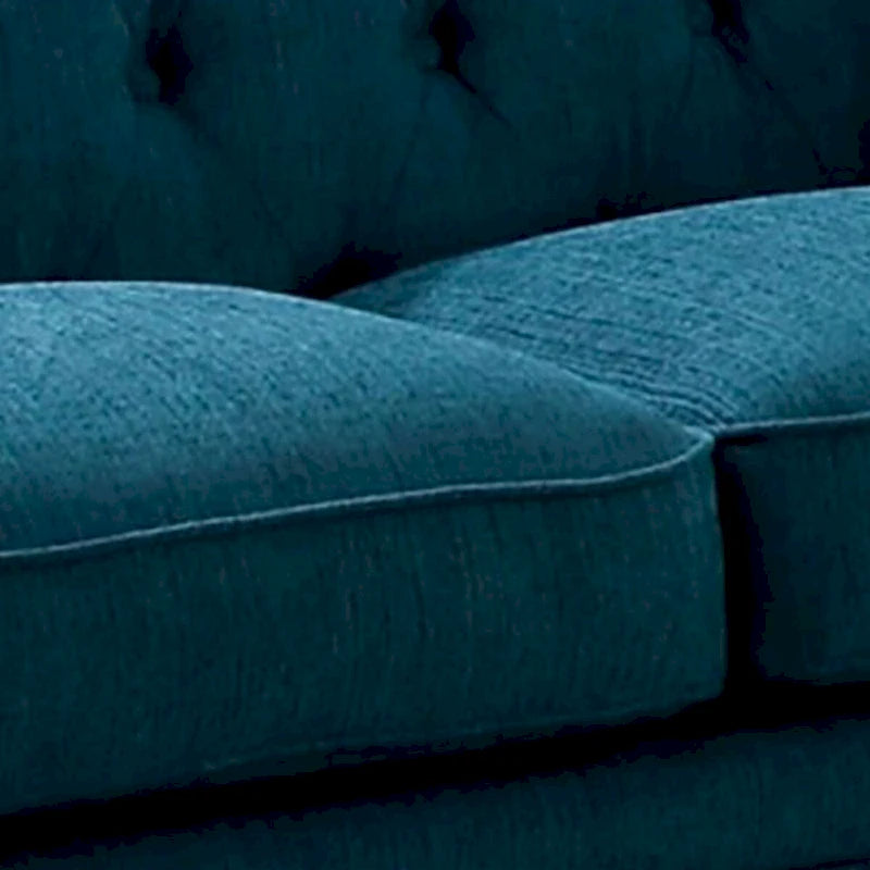 Loveseat mit geknöpfter Rückenlehne und abgerundeten Armlehnen im Roll-Design, Blau