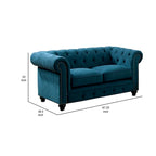 Loveseat mit geknöpfter Rückenlehne und abgerundeten Armlehnen im Roll-Design, Blau