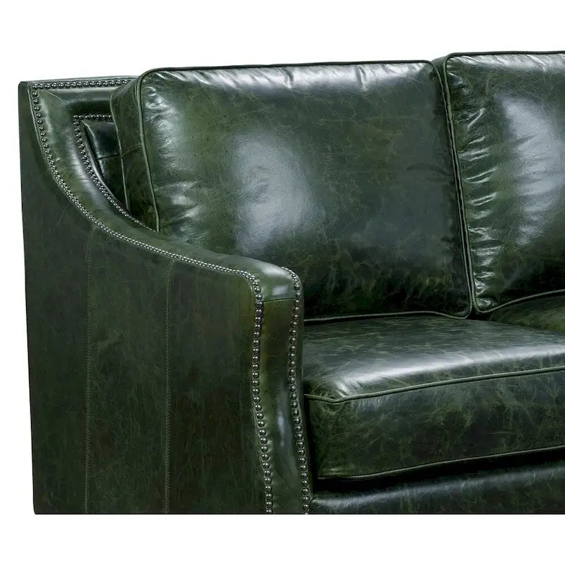 Essex Loveseat aus grünem, gewollt abgenutztem Narbenleder