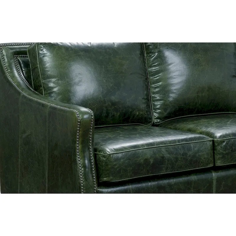 Essex Loveseat aus grünem, gewollt abgenutztem Narbenleder