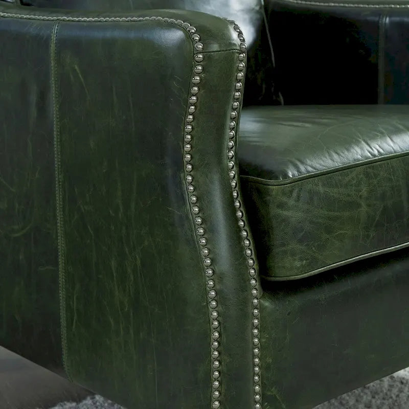 Essex Loveseat aus grünem, gewollt abgenutztem Narbenleder