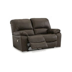 Rozkładana elektrycznie sofa dwuosobowa Signature Design by Ashley Leesworth w kolorze brązowym - 65W x 41D x 41H