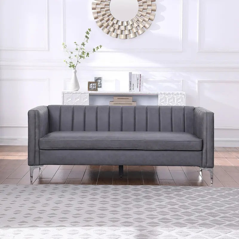 Set di divani moderni Morden Fort, 2 pezzi, con divanetto e divano in tessuto tecnologico e gambe in metallo