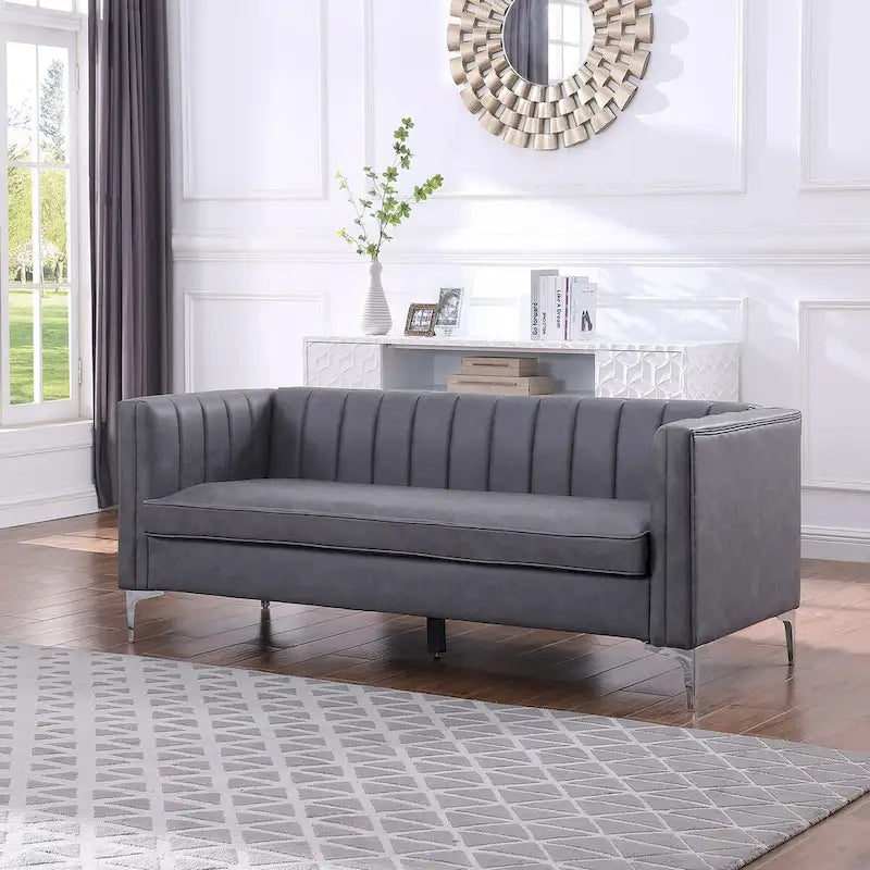 Set di divani moderni Morden Fort, 2 pezzi, con divanetto e divano in tessuto tecnologico e gambe in metallo