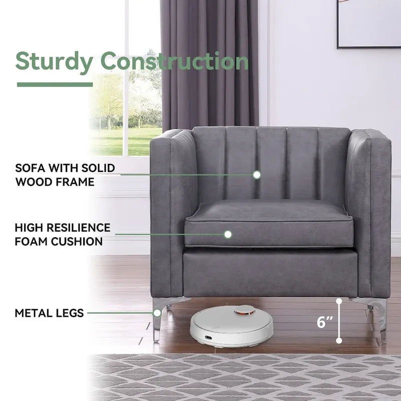 Set di divani moderni Morden Fort, 2 pezzi, con divanetto e divano in tessuto tecnologico e gambe in metallo
