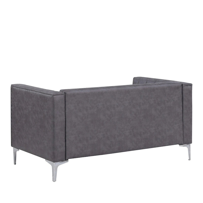 Set di divani moderni Morden Fort, 2 pezzi, con divanetto e divano in tessuto tecnologico e gambe in metallo