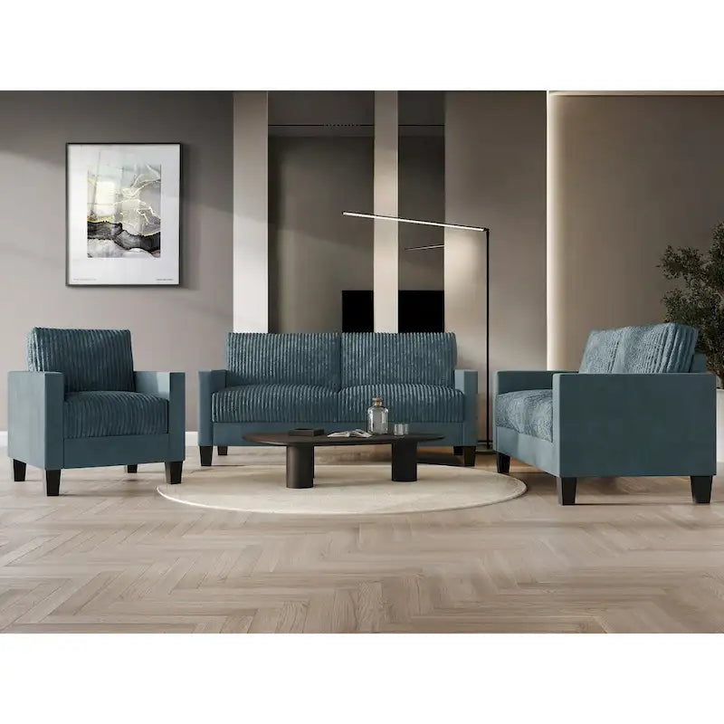 CraftPorch 3-teiliges Wohnzimmer-Set aus Cord, im Mid-Century-Modern-Stil, mit Samtbezug
