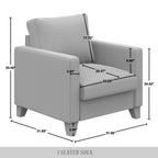 CraftPorch 3-teiliges Wohnzimmer-Set aus Cord, im Mid-Century-Modern-Stil, mit Samtbezug
