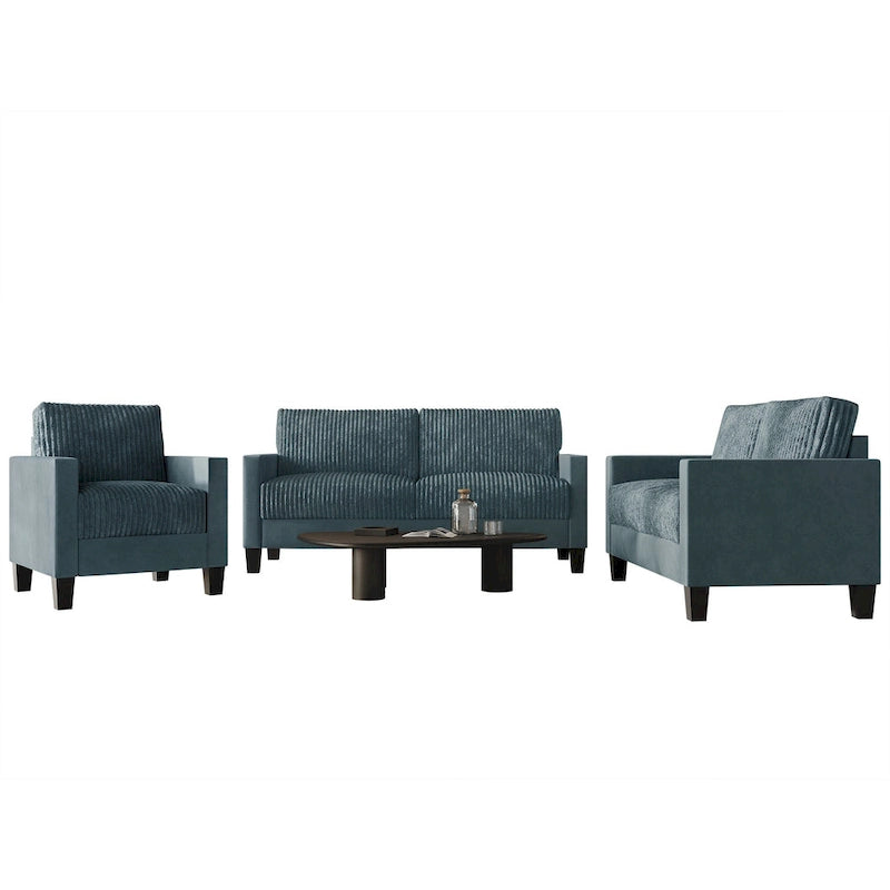CraftPorch 3-teiliges Wohnzimmer-Set aus Cord, im Mid-Century-Modern-Stil, mit Samtbezug