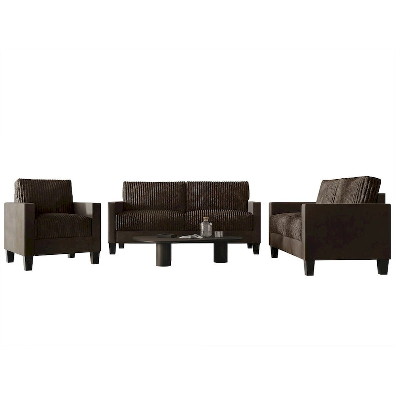 CraftPorch 3-teiliges Wohnzimmer-Set aus Cord, im Mid-Century-Modern-Stil, mit Samtbezug