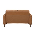 Divanetto Stark da 54 Inch, similpelle marrone, braccioli in stile lineare, legno massello