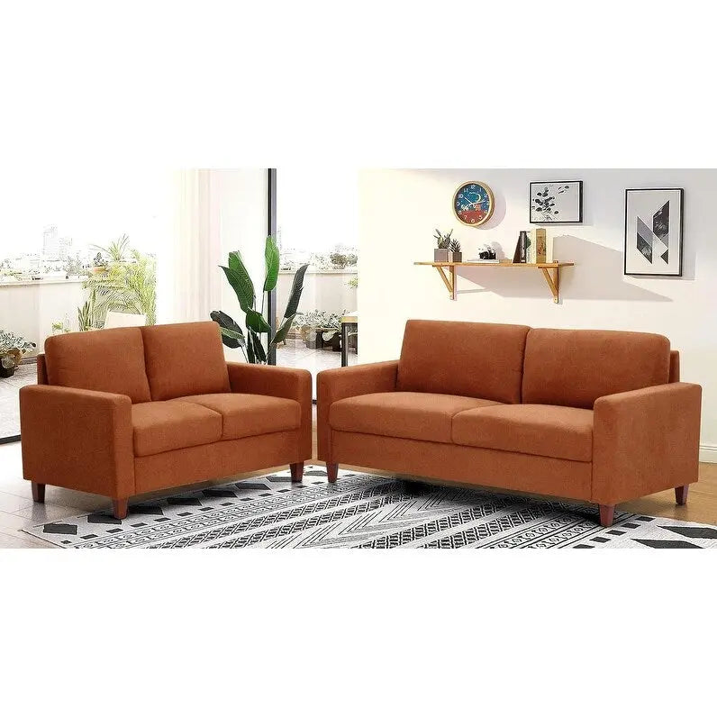 US Pride Furniture Miles 2 részes kanapé- és kétszemélyeskanapé-garnitúra megfordítható háttámlapárnákkal, századközepi modern kanapéval