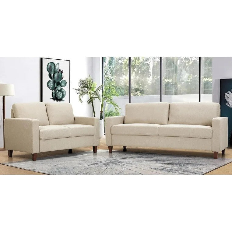 US Pride Furniture Miles 2 részes kanapé- és kétszemélyeskanapé-garnitúra megfordítható háttámlapárnákkal, századközepi modern kanapéval