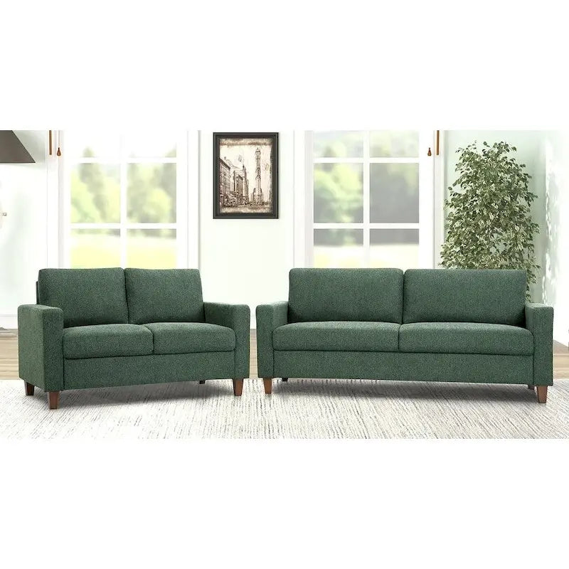 US Pride Furniture Miles 2 részes kanapé- és kétszemélyeskanapé-garnitúra megfordítható háttámlapárnákkal, századközepi modern kanapéval