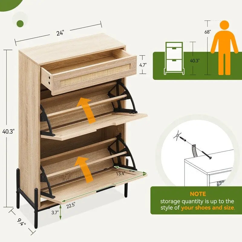 Schuhschrank mit zwei Türen und einer Schublade