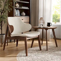 Ensemble 2 pièces de fauteuil d’appoint et table Beck en noyer, style mi-siècle, bouclé et dossier enveloppant, de Furniture of America