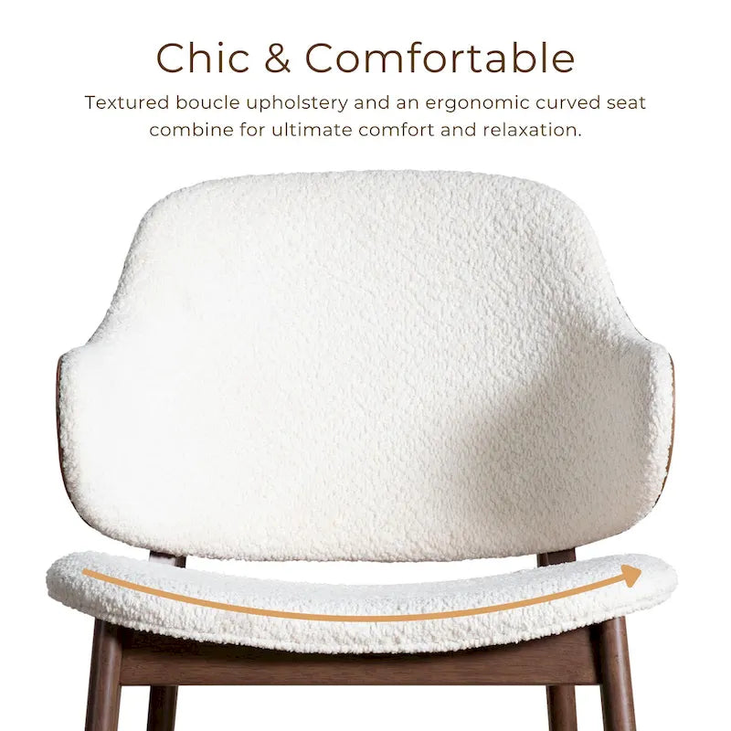 Ensemble 2 pièces de fauteuil d’appoint et table Beck en noyer, style mi-siècle, bouclé et dossier enveloppant, de Furniture of America
