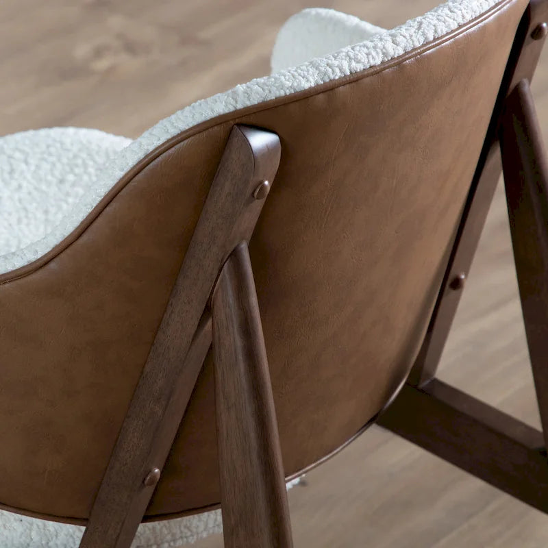 Ensemble 2 pièces de fauteuil d’appoint et table Beck en noyer, style mi-siècle, bouclé et dossier enveloppant, de Furniture of America