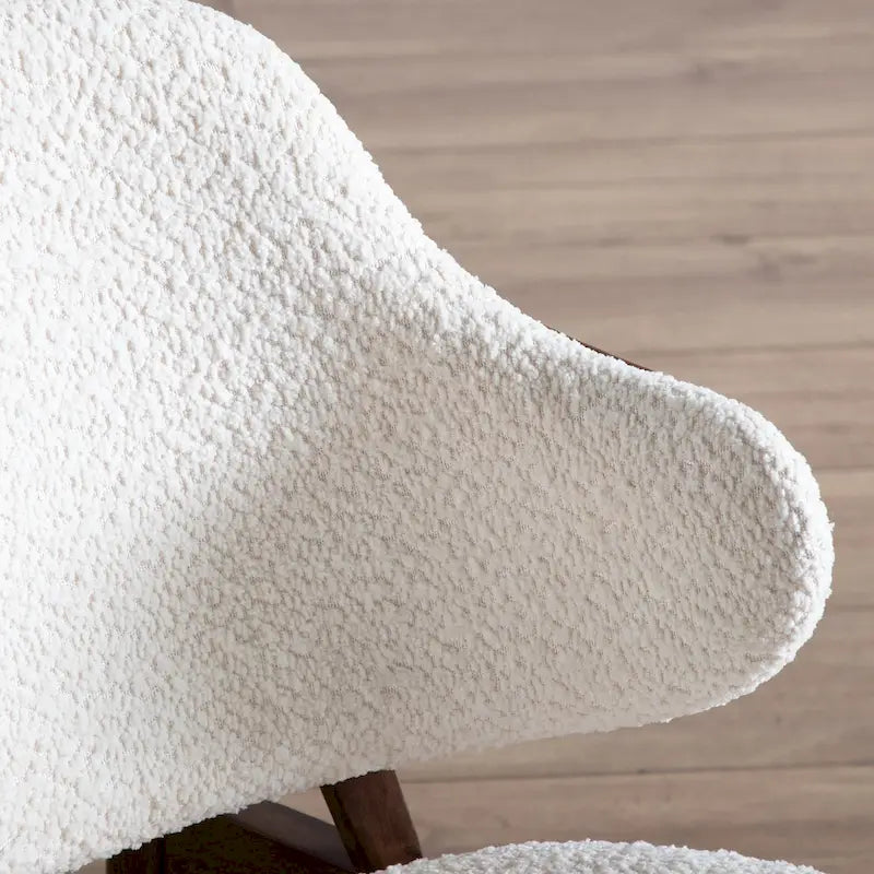 Ensemble 2 pièces de fauteuil d’appoint et table Beck en noyer, style mi-siècle, bouclé et dossier enveloppant, de Furniture of America