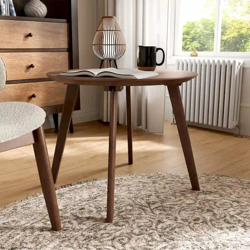 Ensemble 2 pièces de fauteuil d’appoint et table Beck en noyer, style mi-siècle, bouclé et dossier enveloppant, de Furniture of America