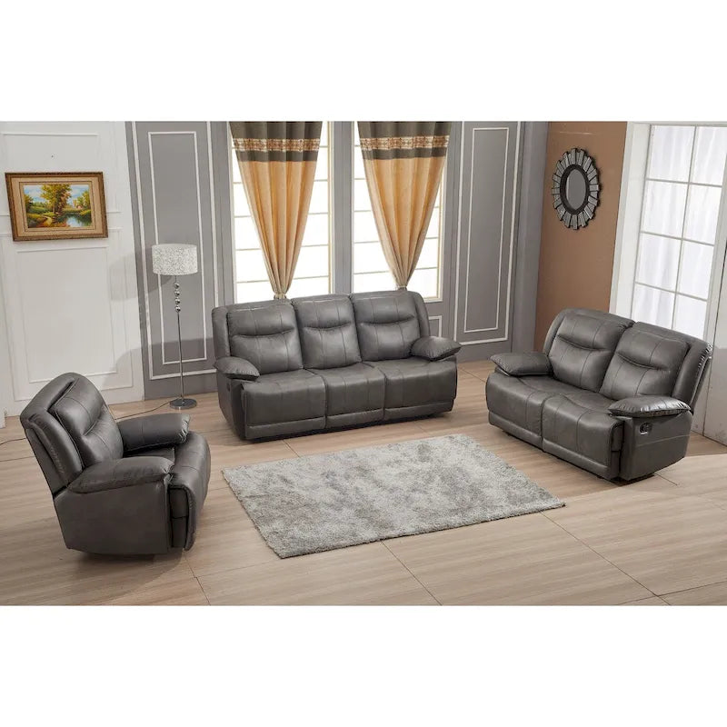Betsy Furniture 3-teiliges Wohnzimmer-Set aus Kunstleder mit Relaxfunktion, Sofa, Loveseat und Gleitsessel