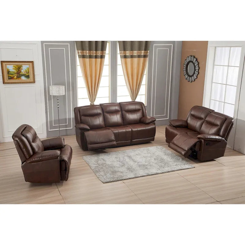 Betsy Furniture 3-teiliges Wohnzimmer-Set aus Kunstleder mit Relaxfunktion, Sofa, Loveseat und Gleitsessel