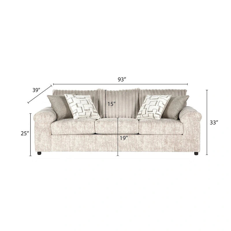 Roundhill Furniture Nason Wide Wale Corduroy Living Room 4-Piece Sofa Set