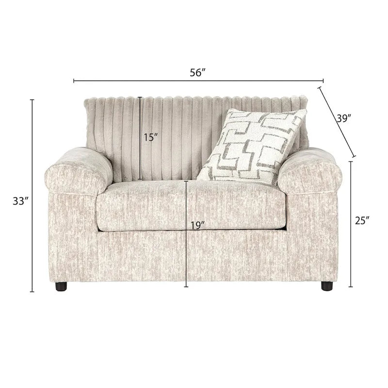 Roundhill Furniture Nason Wide Wale Corduroy Living Room 4-Piece Sofa Set