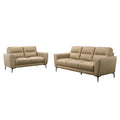 2-teiliges Sofaset aus Kunstleder mit dreieckigen Chrombeinen