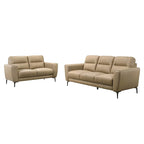 2-teiliges Sofaset aus Kunstleder mit dreieckigen Chrombeinen