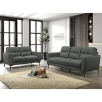 2-teiliges Sofaset aus Kunstleder mit dreieckigen Chrombeinen