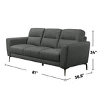 2-teiliges Sofaset aus Kunstleder mit dreieckigen Chrombeinen