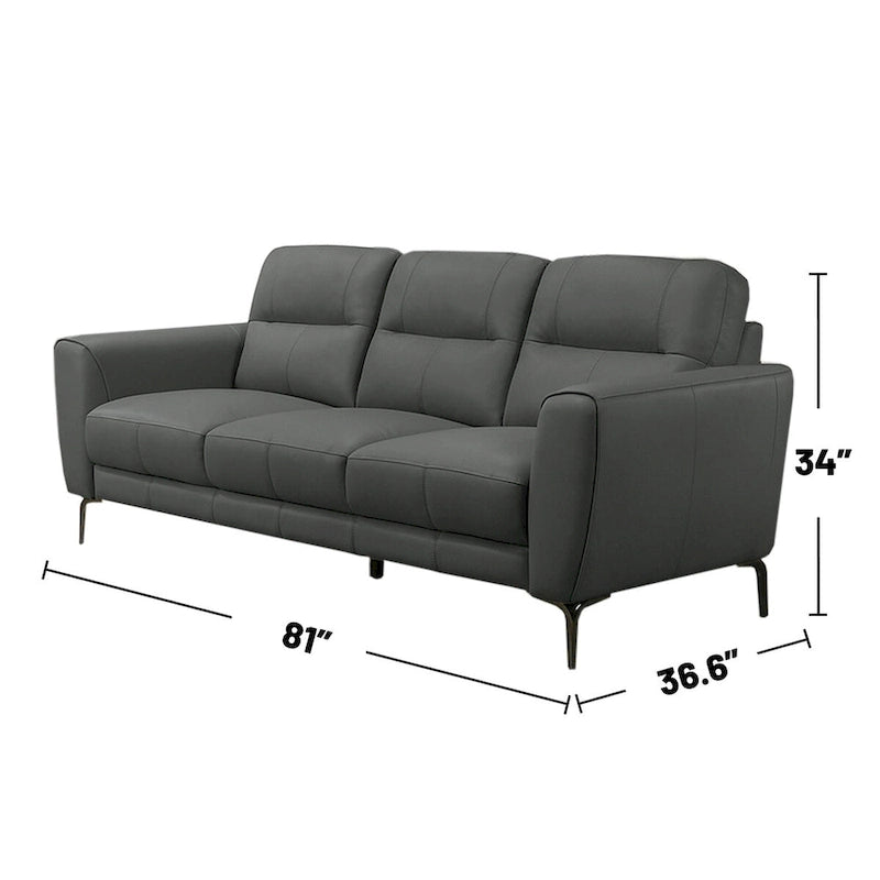2-teiliges Sofaset aus Kunstleder mit dreieckigen Chrombeinen