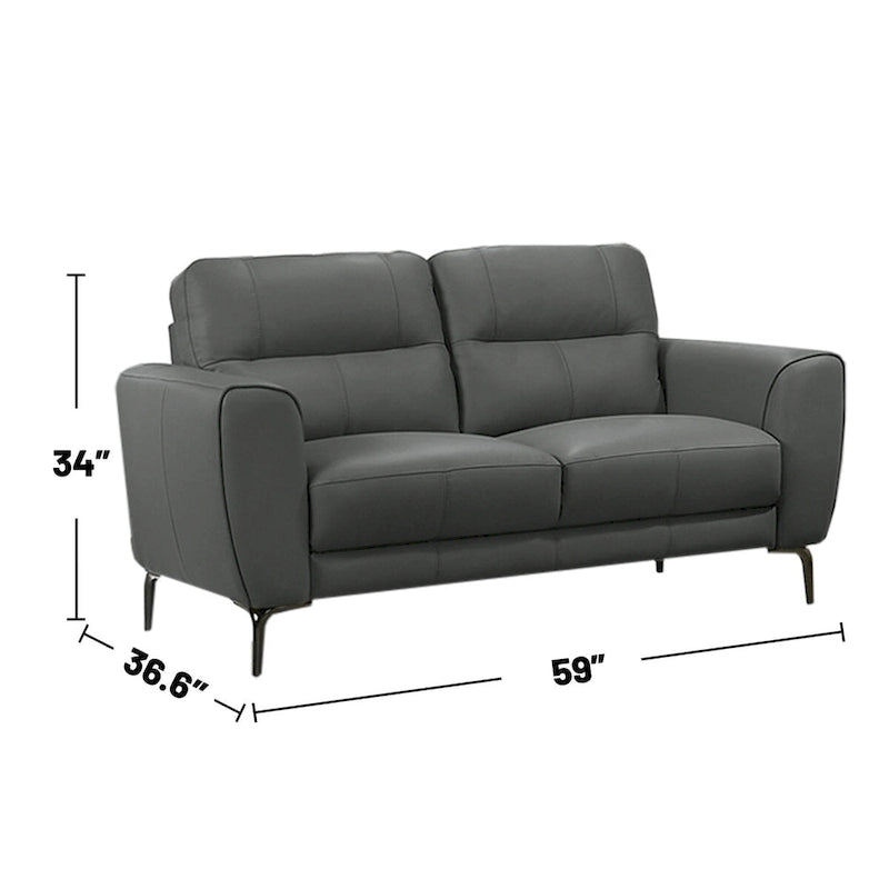 2-teiliges Sofaset aus Kunstleder mit dreieckigen Chrombeinen