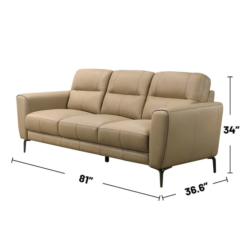 2-teiliges Sofaset aus Kunstleder mit dreieckigen Chrombeinen
