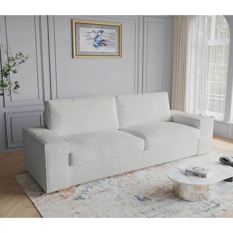 Nowoczesna sofa 80 z tapicerowaną tkaniną, 3-osobowa