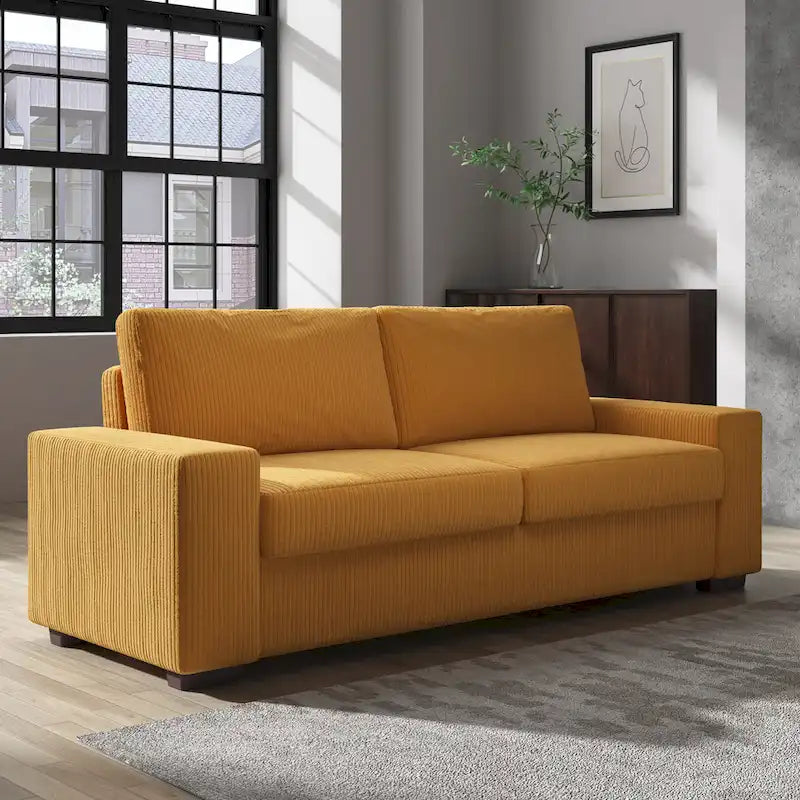 Nowoczesna sofa 80 z tapicerowaną tkaniną, 3-osobowa