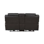 Sofá biplaza reclinable eléctrico doble Millie de 76 pulgadas, portavasos, cuero sintético gris