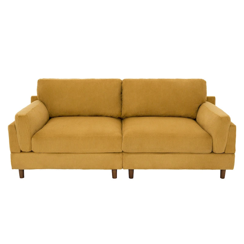 Oversized ribfluwelen woonkamerbank van 90 inch met omkeerbare kussens