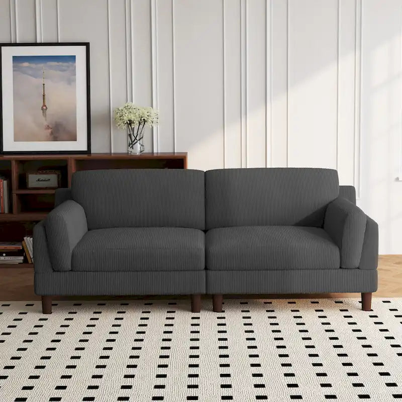Oversized ribfluwelen woonkamerbank van 90 inch met omkeerbare kussens