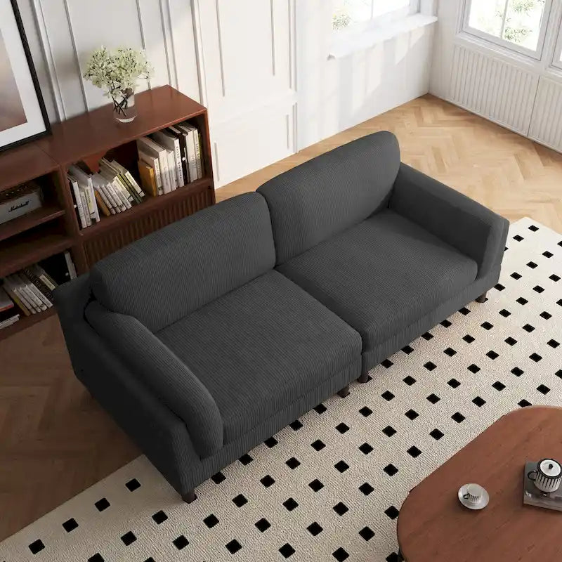 Oversized ribfluwelen woonkamerbank van 90 inch met omkeerbare kussens