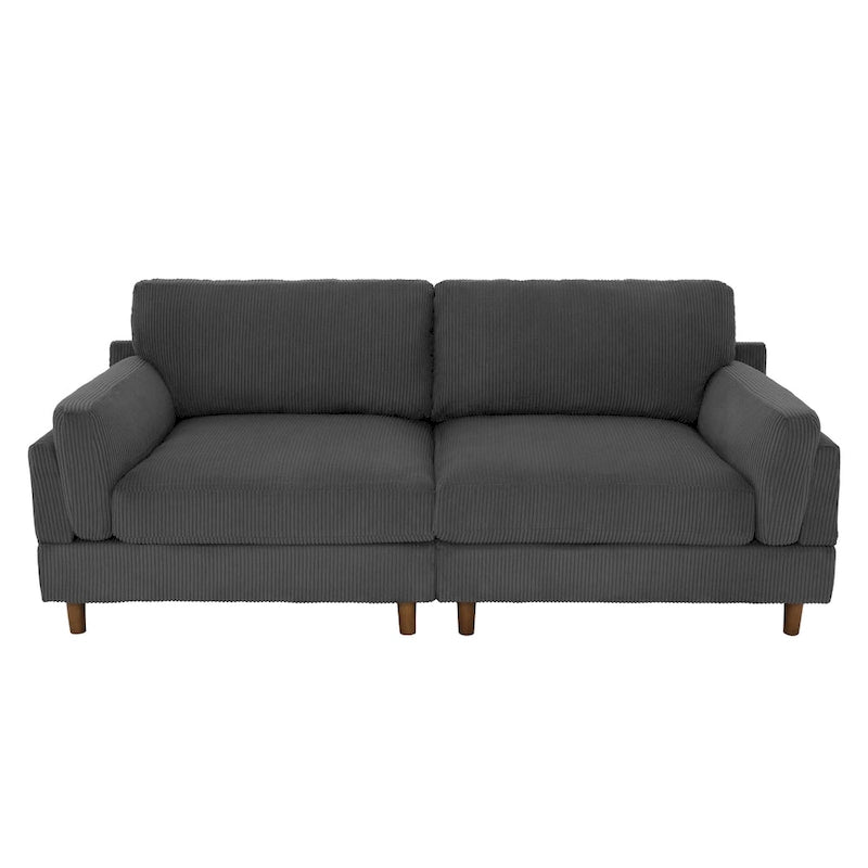 Oversized ribfluwelen woonkamerbank van 90 inch met omkeerbare kussens
