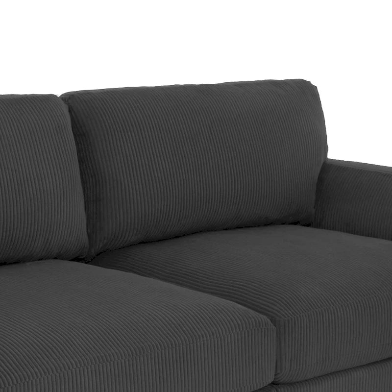 Oversized ribfluwelen woonkamerbank van 90 inch met omkeerbare kussens